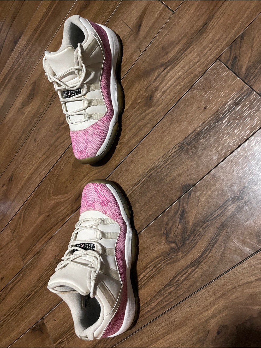 Pink and White Grade School Snakeskin 11s - Picture 2 of 8